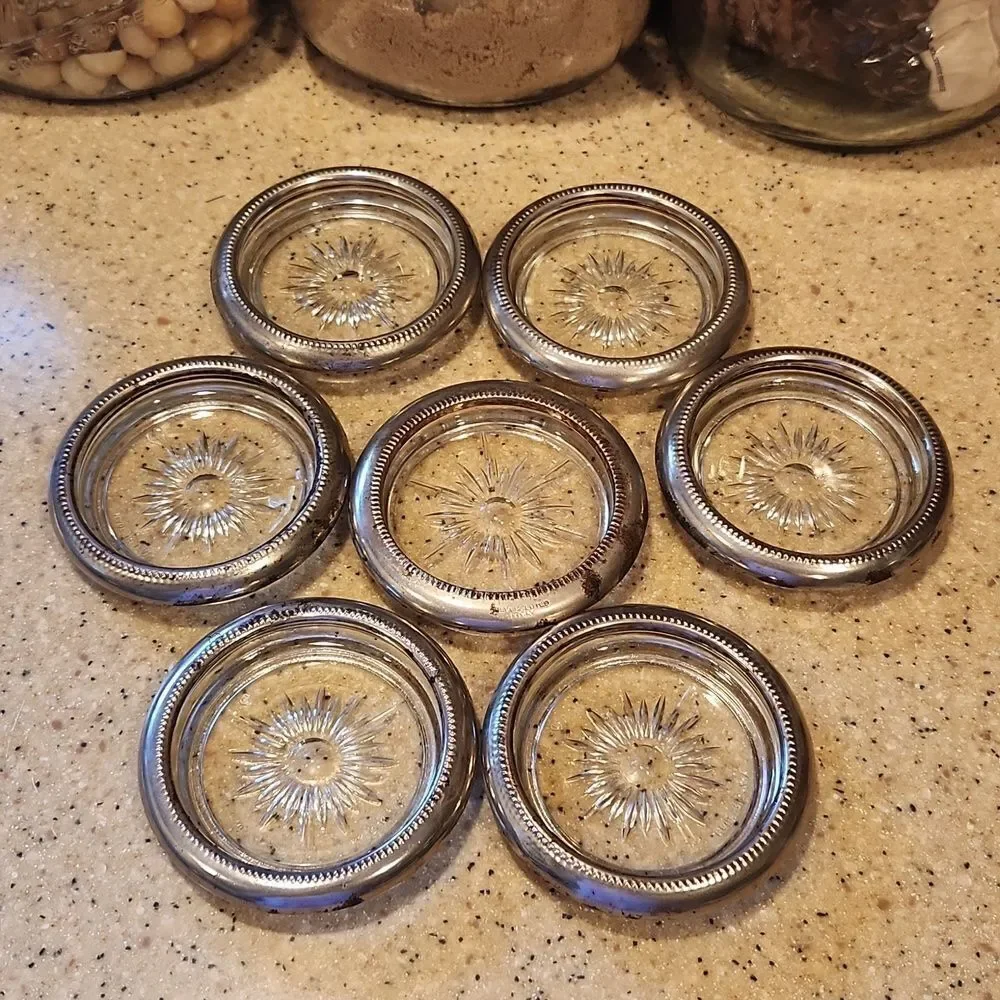 Leonard's Silver Crystal Coaster set of 7 Made in Italy